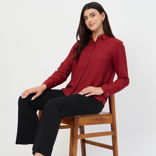 Madame Maroon Rayon-Blend Shirt