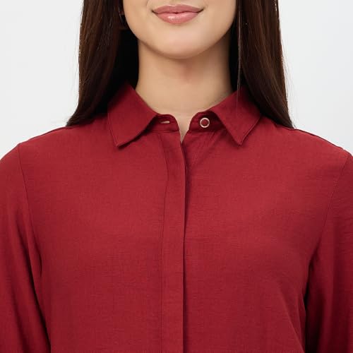 Madame Maroon Rayon-Blend Shirt