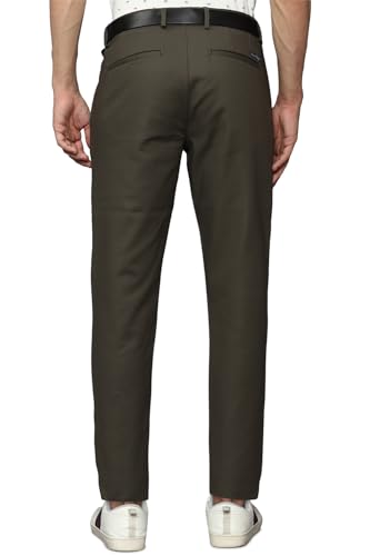 Louis Philippe Men Brown Slim Fit Solid Flat Front Formal Trousers
