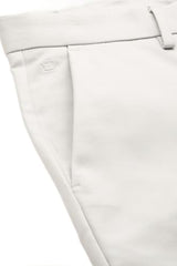 Men Cream Slim Fit Solid Flat Front Formal Trousers