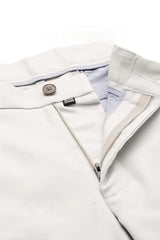 Men Cream Slim Fit Solid Flat Front Formal Trousers