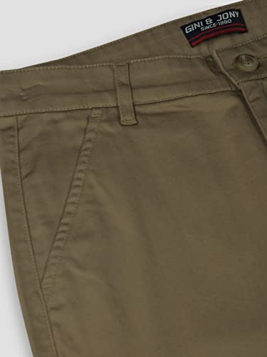 Gini & Jony Boys Brown Solid Cotton Trouser Fixed Waist 4-5 Years