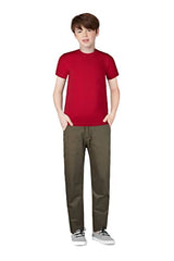 Gini & Jony Boys Brown Solid Cotton Trouser Fixed Waist 9-10 Years