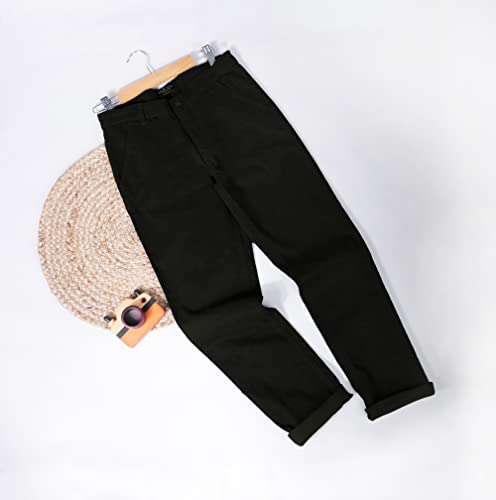 Gini & Jony Boys Black Solid Cotton Fixed Waist Trouser 8-9 Years