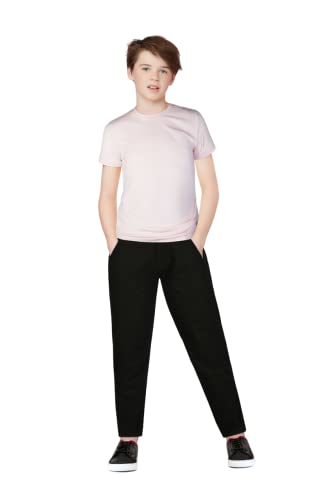 Gini & Jony Boys Black Solid Cotton Fixed Waist Trouser 8-9 Years