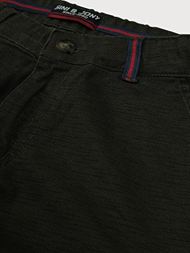 Gini & Jony Boys Black Solid Cotton Fixed Waist Trouser 8-9 Years