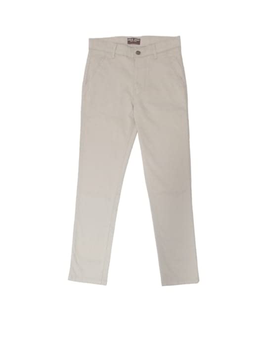 Gini & Jony Boys Beige Solid Cotton Fixed Waist Trouser 5-6 Year