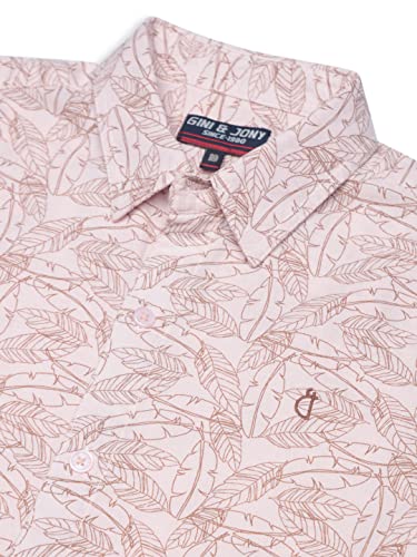 Gini & Jony Boys Pink Printed Cotton Half Sleeves Shirt 9-10 Years