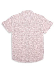 Gini & Jony Boys Pink Printed Cotton Half Sleeves Shirt 9-10 Years