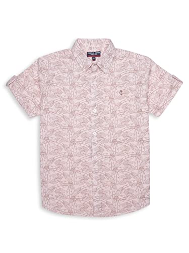 Gini & Jony Boys Pink Printed Cotton Half Sleeves Shirt 9-10 Years