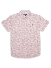 Gini & Jony Boys Pink Printed Cotton Half Sleeves Shirt 9-10 Years