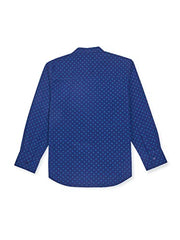 Gini & Jony Boys Blue Printed Cotton Denim Full Sleeves Shirt 13-14 Years