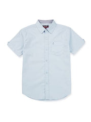Gini & Jony Boys Blue Solid Cotton Half Sleeves Shirt 4-5 Years