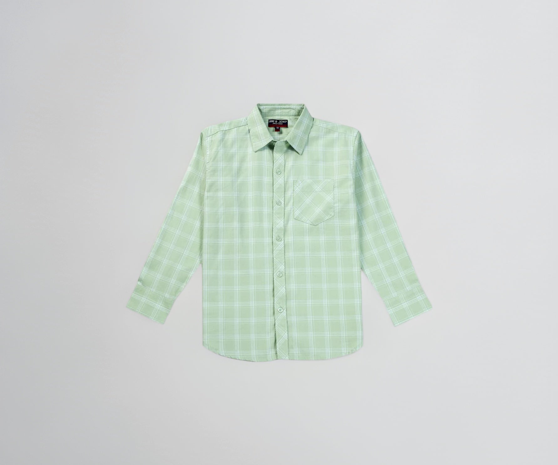 Gini & Jony Boys Green Checks Cotton Full Sleeves Shirt 4-5 Years