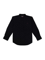 Gini & Jony Boys Black Solid Cotton Full Sleeves Shirt 11-12 Years