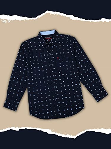 Gini & Jony Boys Blue Printed Cotton Full Sleeves Shirt 3-4 Years