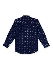Gini & Jony Boys Blue Printed Cotton Full Sleeves Shirt 3-4 Years