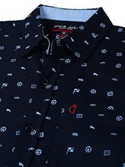 Gini & Jony Boys Blue Printed Cotton Full Sleeves Shirt 3-4 Years