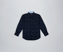 Gini & Jony Boys Blue Printed Cotton Full Sleeves Shirt 3-4 Years