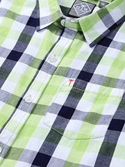 PALM TREE Boys Green Checks Cotton Full Sleeves Shirt 5-6 Years