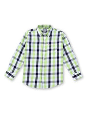 PALM TREE Boys Green Checks Cotton Full Sleeves Shirt 5-6 Years