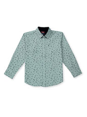 PALM TREE Boys Grey Printed Cotton Full Sleeves Shirt 4-5 Years