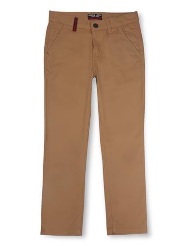 Gini and Jony Boys Beige Solid Woven Fixed Waist Trouser 6-7 Years