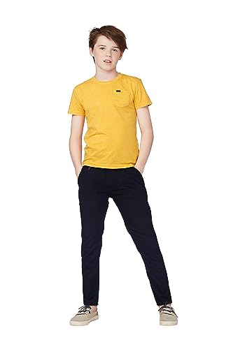 Gini & Jony Boys Beige Solid Cotton Fixed Waist Trouser 6-7 Years