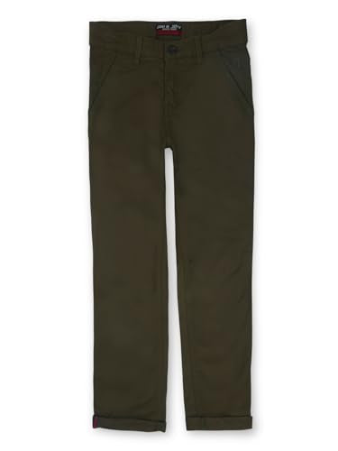 Gini and Jony Boys Olive Solid Cotton Fixed Waist Trouser 9-10 Years