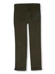 Gini and Jony Boys Olive Solid Cotton Fixed Waist Trouser 9-10 Years