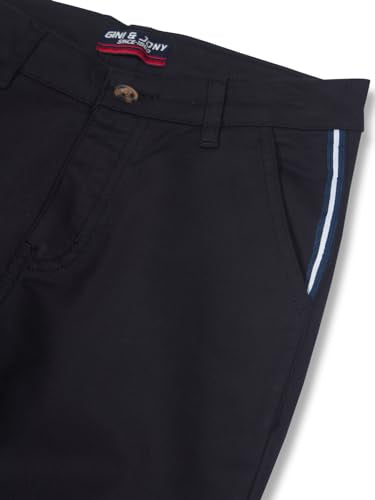 Gini and Jony Boys Black Solid Woven Fixed Waist Trouser 4-5 Years