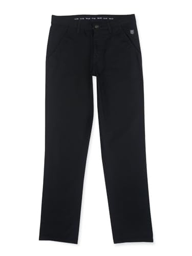 Gini and Jony Boys Black Solid Cotton Fixed Waist Trouser 4-5 Years