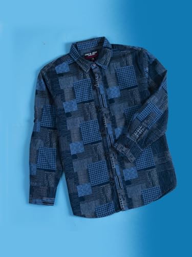 Gini and Jony Boys Navy Blue Patch Print Woven Full Sleeves Shirt 3-4 Years