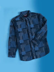 Gini and Jony Boys Navy Blue Patch Print Woven Full Sleeves Shirt 3-4 Years