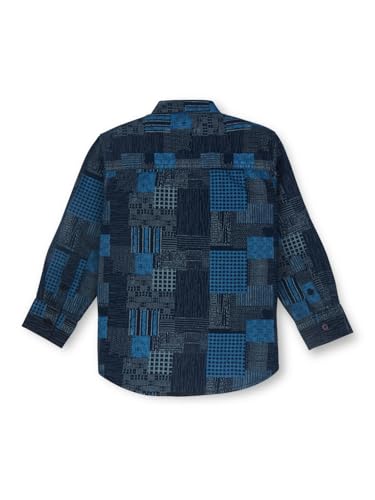 Gini and Jony Boys Navy Blue Patch Print Woven Full Sleeves Shirt 3-4 Years