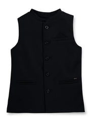 Gini and Jony Boys Black Solid Cotton Sleeveless Modi Jacket 4-5 Years