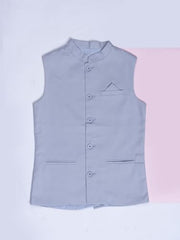 Gini & Jony Boys Grey Solid Cotton Sleeveless Modi Standard Length Jacket 11-12 Years