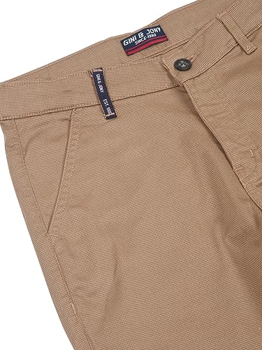 Gini and Jony Boys Khaki Solid Textured Cotton Fixed Waist Trouser 5-6 Years - Goyalsons ShopMax