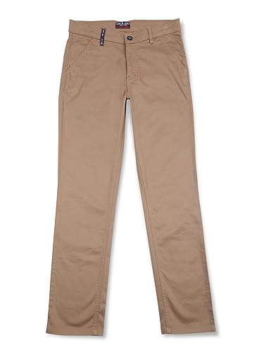 Gini and Jony Boys Khaki Solid Textured Cotton Fixed Waist Trouser 5-6 Years - Goyalsons ShopMax