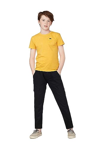 Gini and Jony Boys Black Solid Woven Fixed Waist Trouser 11-12 Years