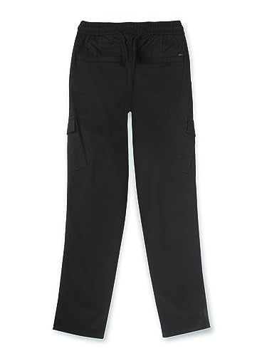 Gini and Jony Boys Black Solid Woven Fixed Waist Trouser 11-12 Years