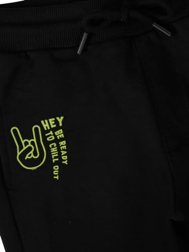 Gini and Jony Boys Black Solid Cotton Elasticated Track Pant 5-6 Years