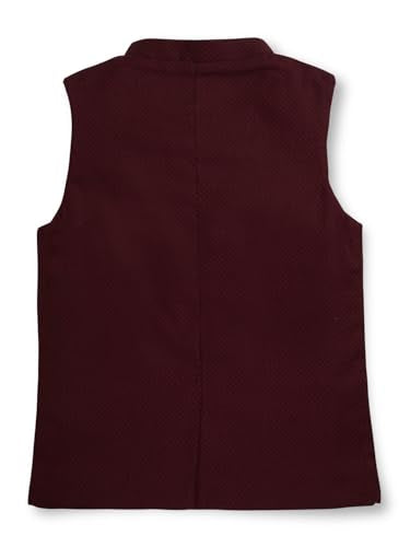 Gini & Jony boys maroon sleeveless cotton Modi jacket for 3-4 years, winterwear with a solid design and comfortable fit.