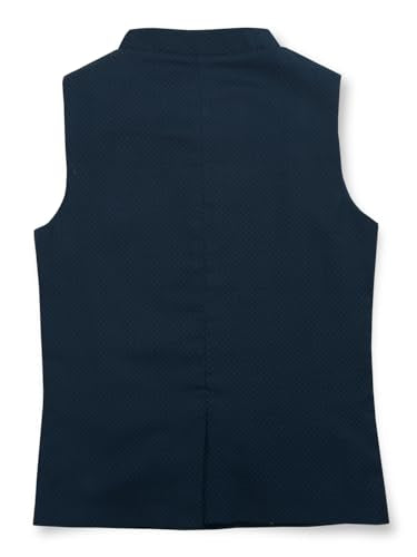 Gini and Jony boys navy blue sleeveless cotton Modi jacket for winter, size 3-4 years, with button details and solid color.