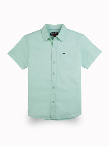Gini and Jony Boys Green Solid Cotton Shirt Half Sleeves