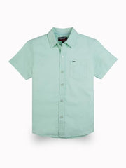 Gini and Jony Boys Green Solid Cotton Shirt Half Sleeves