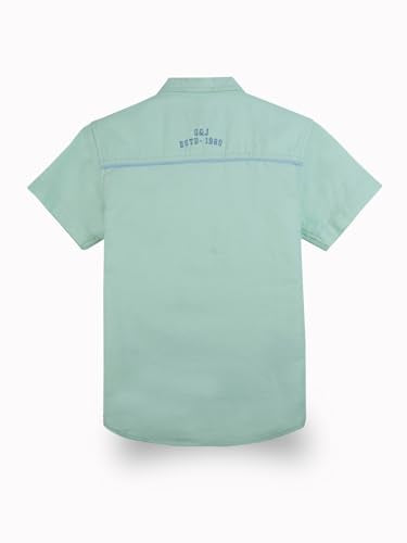 Gini and Jony Boys Green Solid Cotton Shirt Half Sleeves