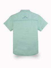 Gini and Jony Boys Green Solid Cotton Shirt Half Sleeves