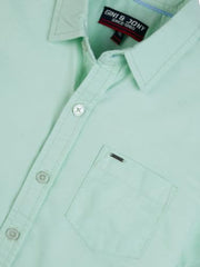 Gini and Jony Boys Green Solid Cotton Shirt Half Sleeves