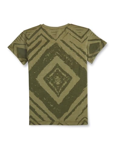 Gini & Jony Boys Green Cotton Abstract Print Crew Neck Half Sleeve T-Shirt 5-6 Years
